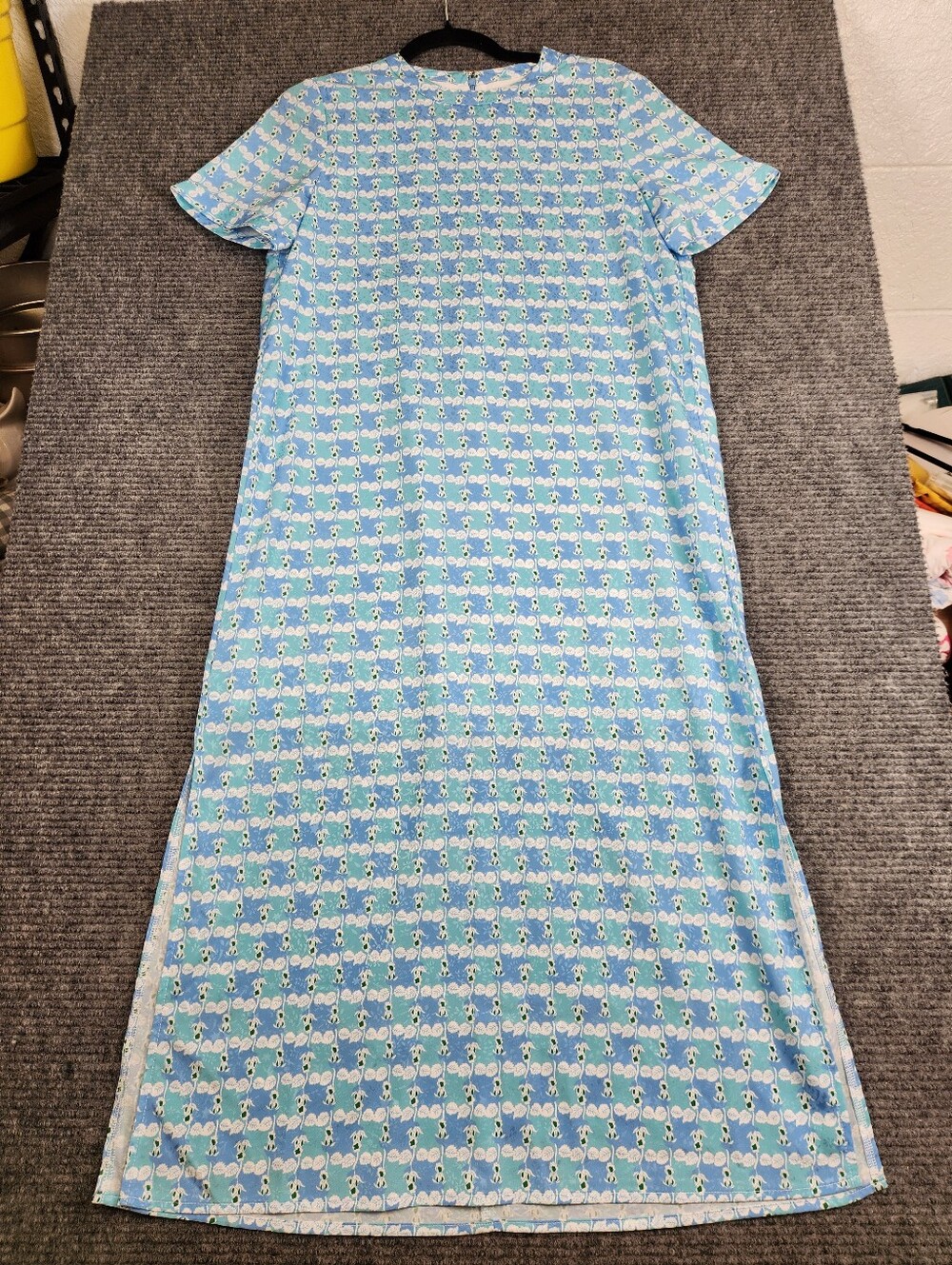 Tuckernuck Hyacinth House Blue Geometric Brentwood Caftan Sz XS Lined Zipper